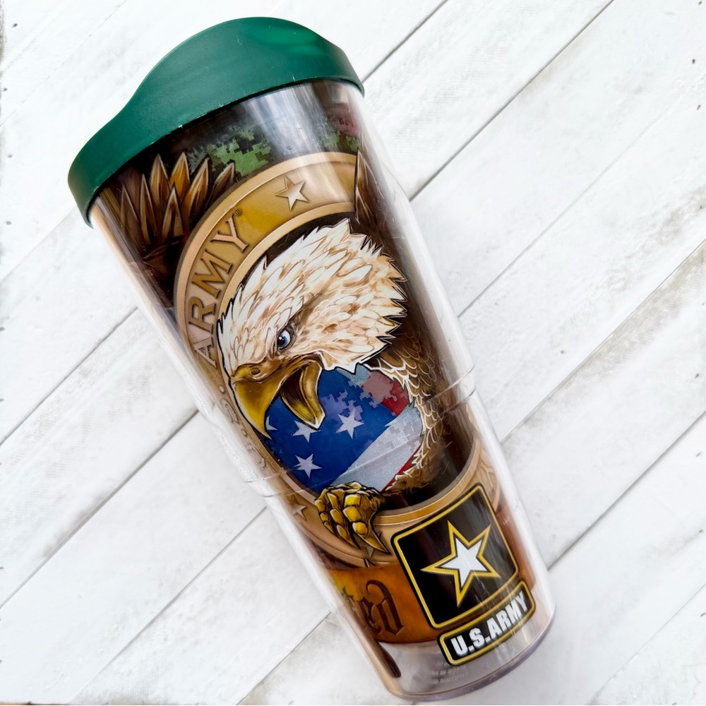 Tervis 24oz Tumbler US Army Official Logo Eagle Patriotic Insulated Green Lid